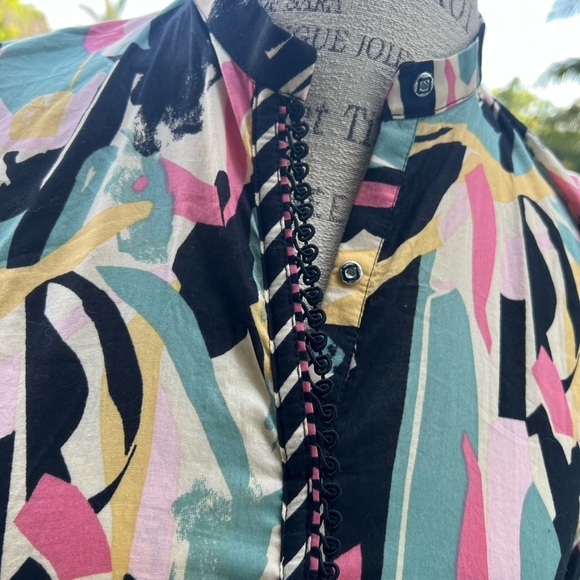 Pink and Green Bell Sleeve Resort Dress - Picture 7 of 16